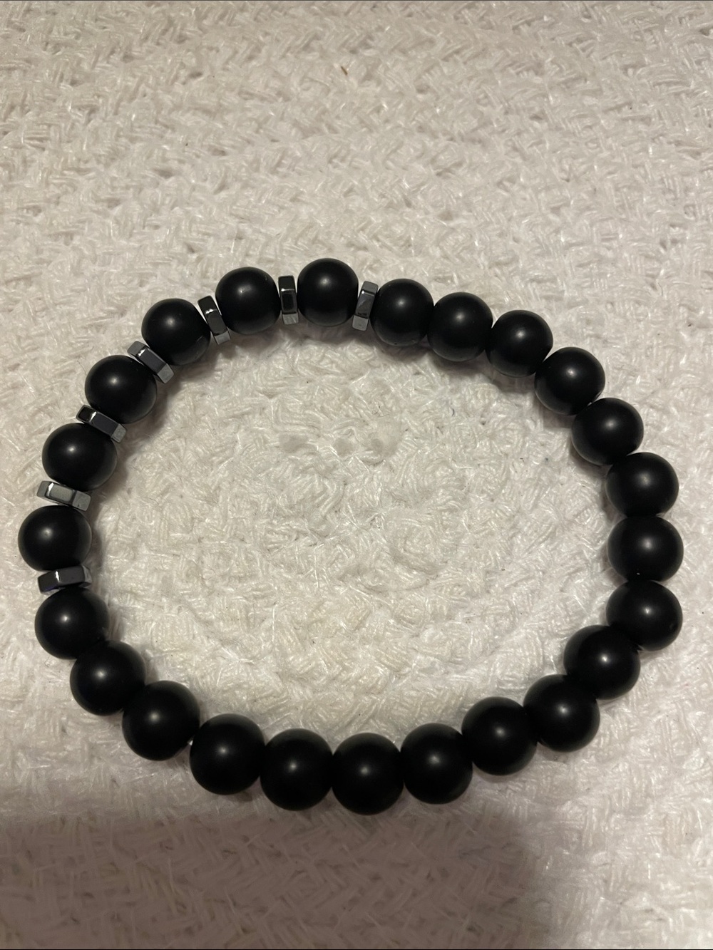 Black Onyx & Tiger Eye Beaded Stretch Bracelets, set of 3 - Picture 4 of 6